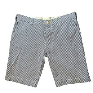 NWT LaCoste Alligator Men’s Shorts Size 33 Grey/White Seersucker Stripe France